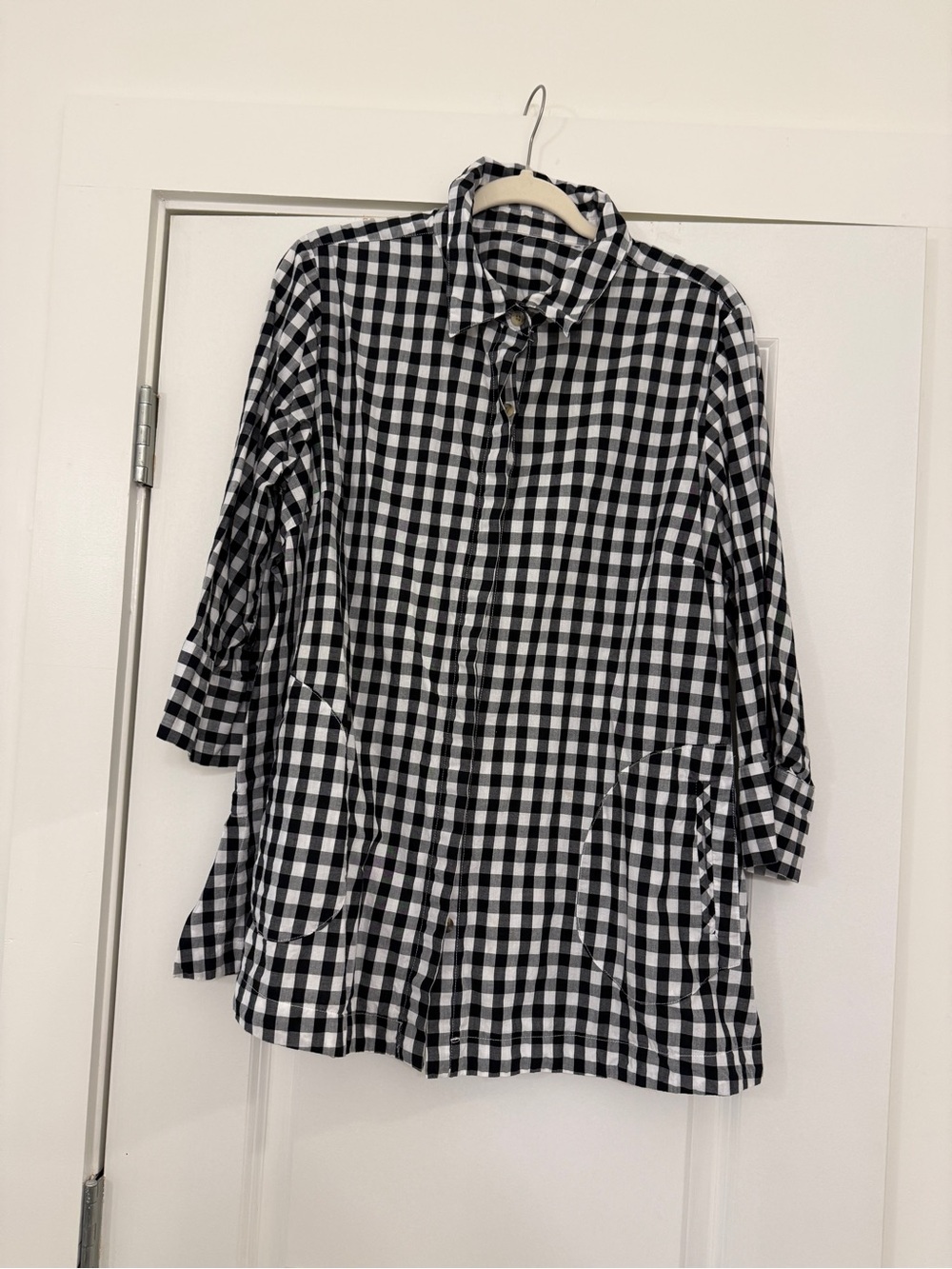 Black & White Gingham Button-Front Shirt